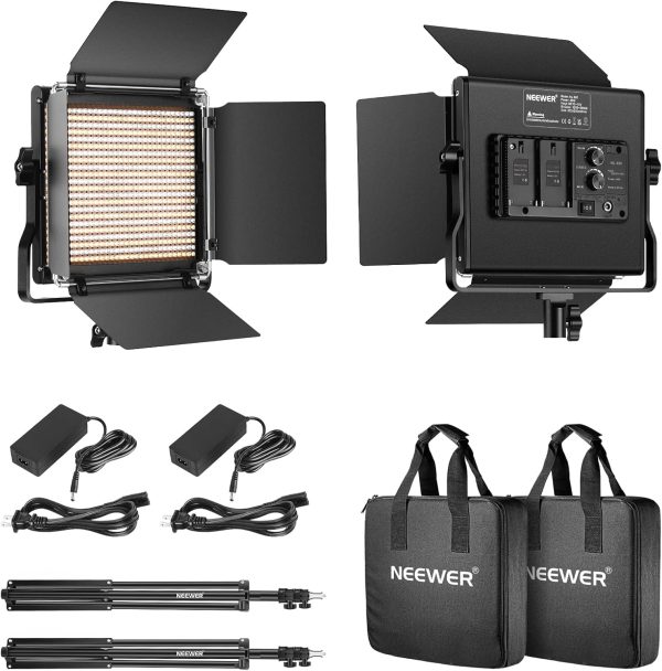 NEEWER 2 Pack Bi Color 660 LED Video Light and Stand Kit: (2) 3200-5600K CRI 96+ Dimmable Light with U Bracket and Barndoor, (2) 75 inches Light Stand for Studio Photography, Video Recording (Black) - Image 10